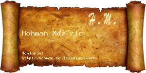 Hohman Móric névjegykártya